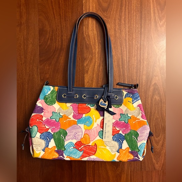 Final Price- Dooney & Bourke Wonder Duck with Blue Leather Trim Handbag - Picture 2 of 4